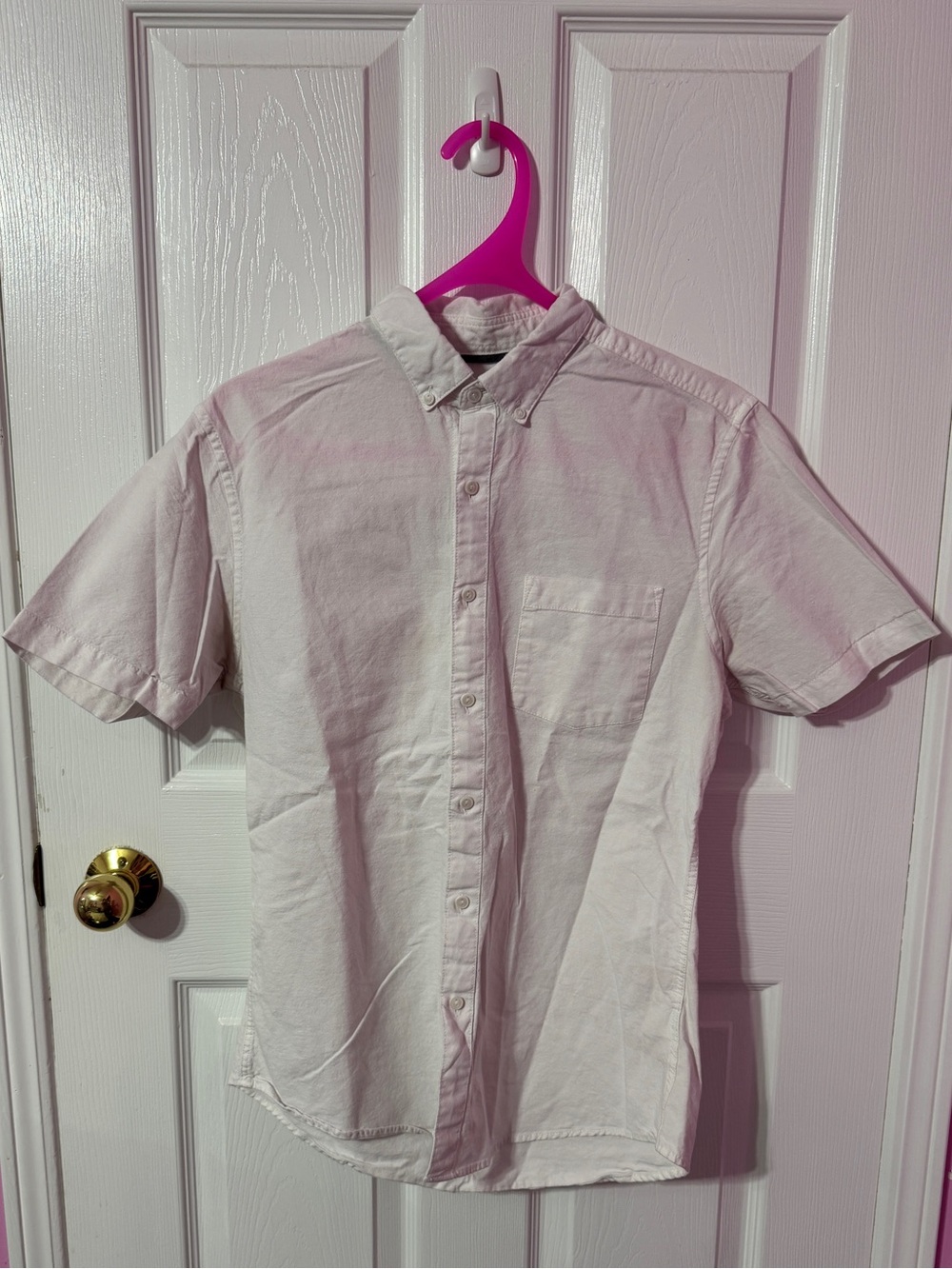 Topman Pale Pink Short-Sleeve Button-Down Shirt